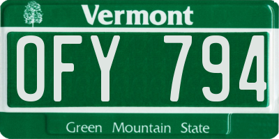 VT license plate OFY794