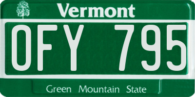 VT license plate OFY795
