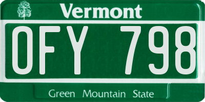 VT license plate OFY798