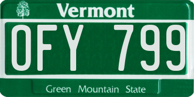 VT license plate OFY799