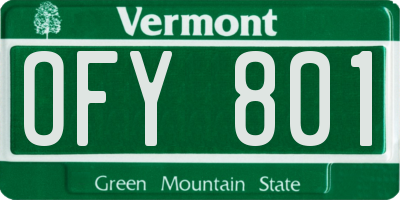 VT license plate OFY801