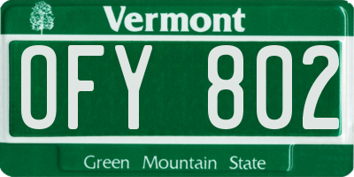 VT license plate OFY802