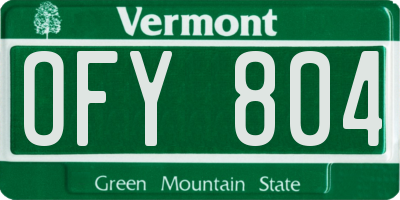 VT license plate OFY804