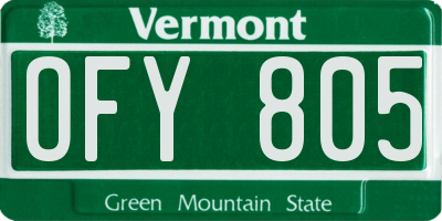 VT license plate OFY805