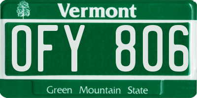 VT license plate OFY806