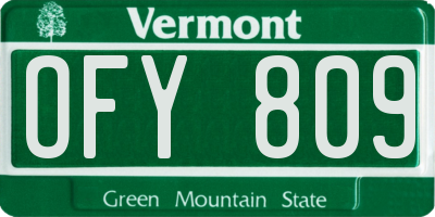 VT license plate OFY809