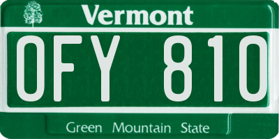 VT license plate OFY810
