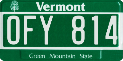 VT license plate OFY814