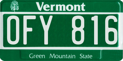 VT license plate OFY816