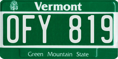 VT license plate OFY819