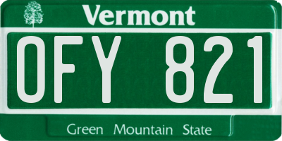 VT license plate OFY821