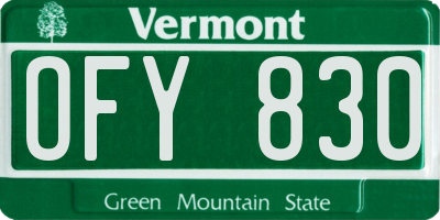 VT license plate OFY830