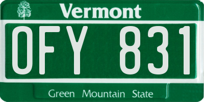 VT license plate OFY831
