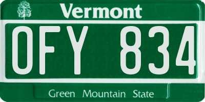 VT license plate OFY834