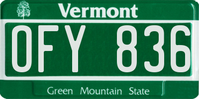 VT license plate OFY836