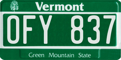VT license plate OFY837