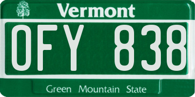 VT license plate OFY838