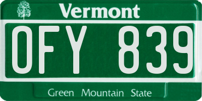 VT license plate OFY839