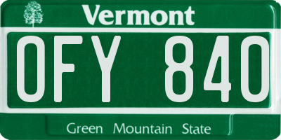 VT license plate OFY840