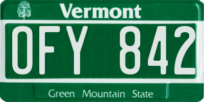 VT license plate OFY842