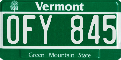 VT license plate OFY845