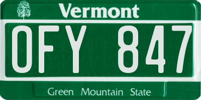 VT license plate OFY847