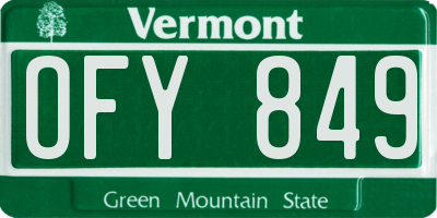 VT license plate OFY849