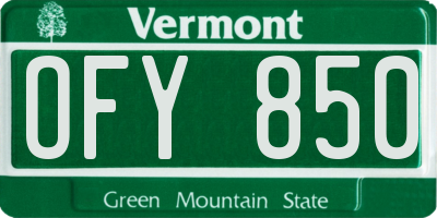 VT license plate OFY850