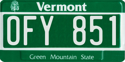 VT license plate OFY851