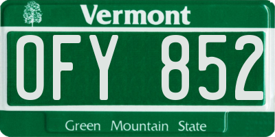 VT license plate OFY852