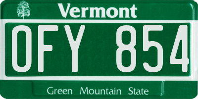 VT license plate OFY854