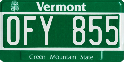 VT license plate OFY855