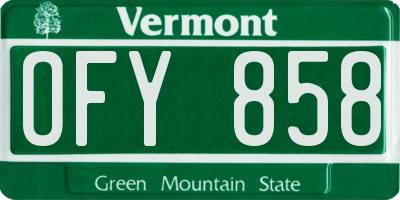 VT license plate OFY858