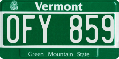 VT license plate OFY859