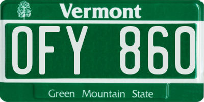 VT license plate OFY860