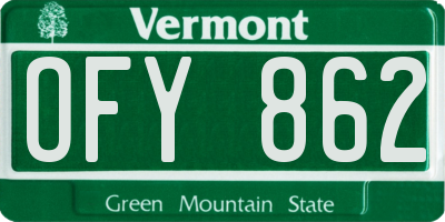 VT license plate OFY862