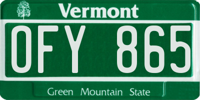VT license plate OFY865