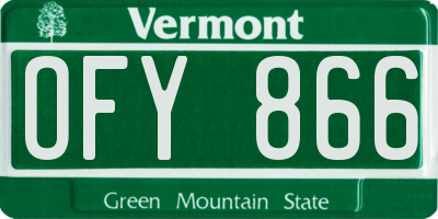 VT license plate OFY866