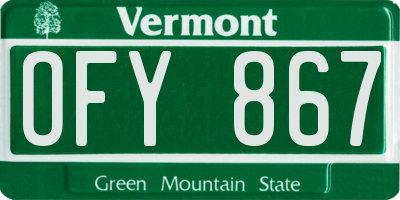 VT license plate OFY867