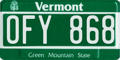 VT license plate OFY868