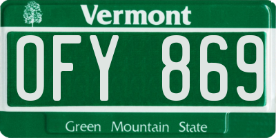 VT license plate OFY869