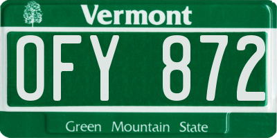 VT license plate OFY872