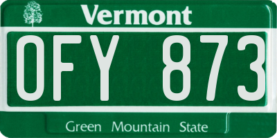 VT license plate OFY873