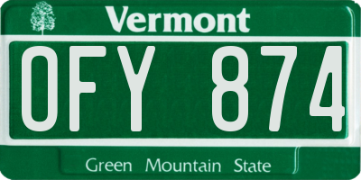 VT license plate OFY874
