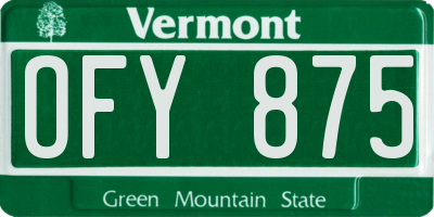 VT license plate OFY875