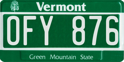 VT license plate OFY876
