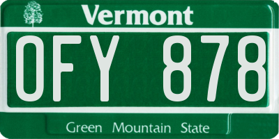 VT license plate OFY878