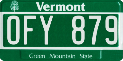 VT license plate OFY879