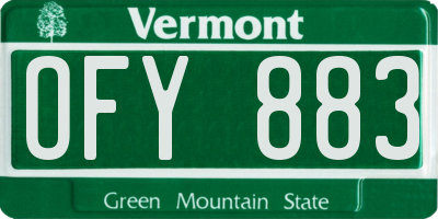 VT license plate OFY883