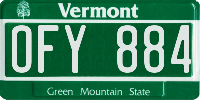 VT license plate OFY884